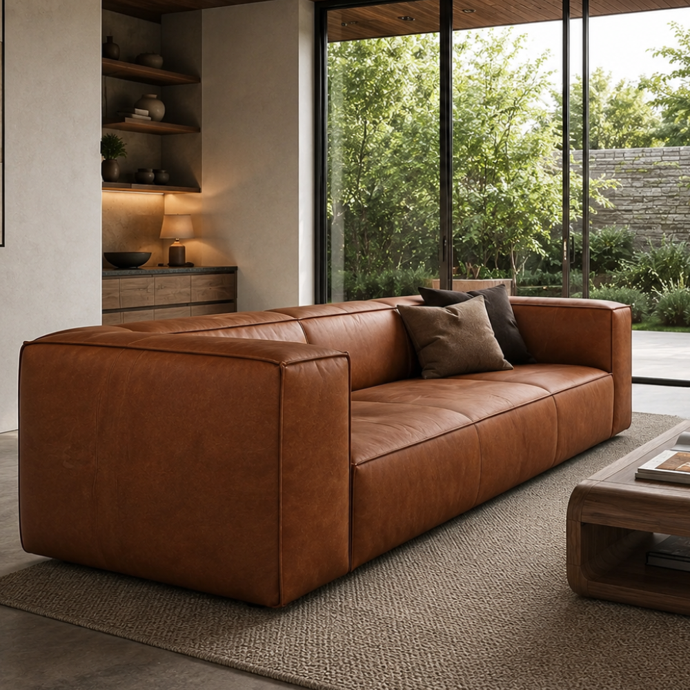 Mellow Modern 3 Seater Leatherette Sofa for Living Room | Luxury 3 Seater Sofa Couch | Torque India