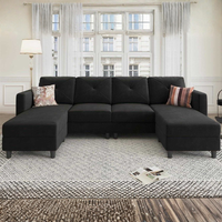 Quillon 6 Seater U-Shape Sectional Convertible Sofa Couch with Double Chaise 4 Seat Sofa with Two Ottomans