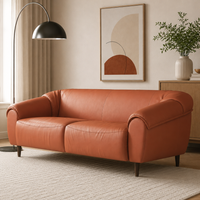 Valencia Leatherette 3 Seater Sofa Set – Modern Luxury Living Room Sofa in Tan Brown