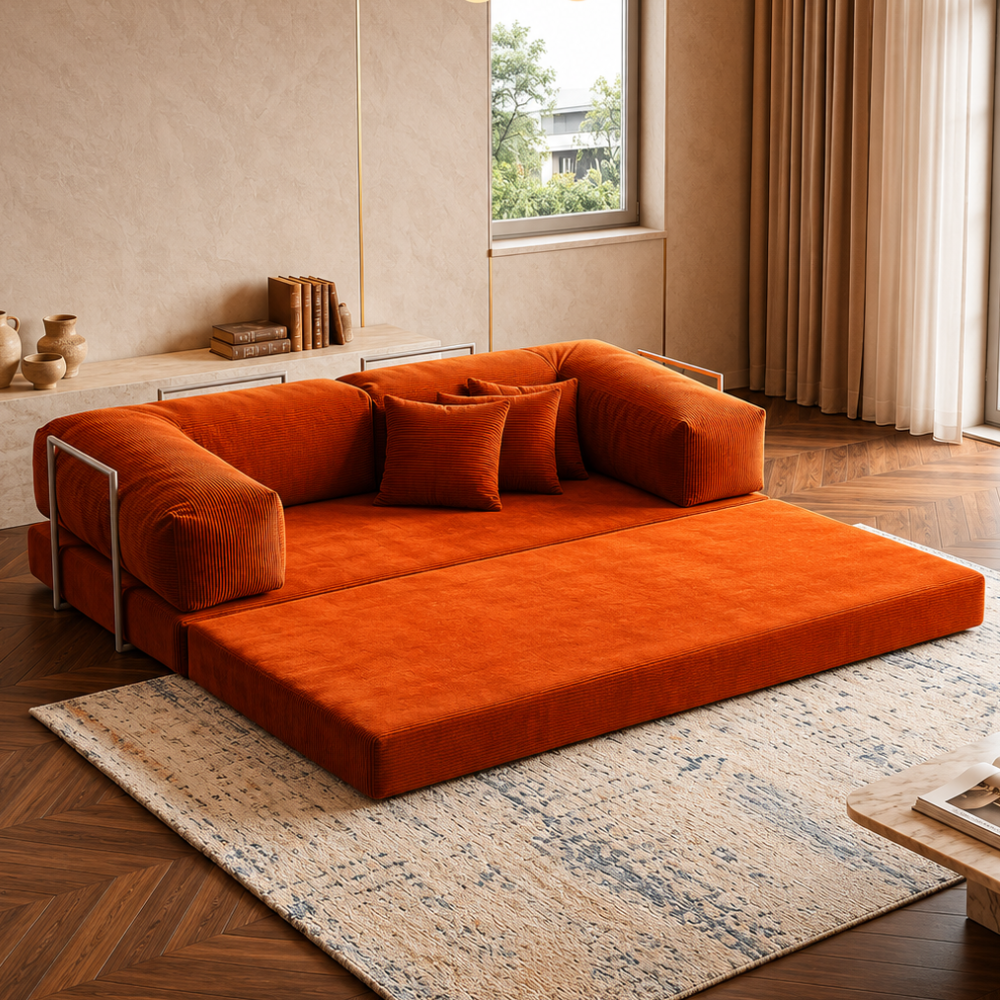 Vegas 5 Seater Sofa Cum Bed – Modern L Shape Convertible Lounge Sofa for Living Room
