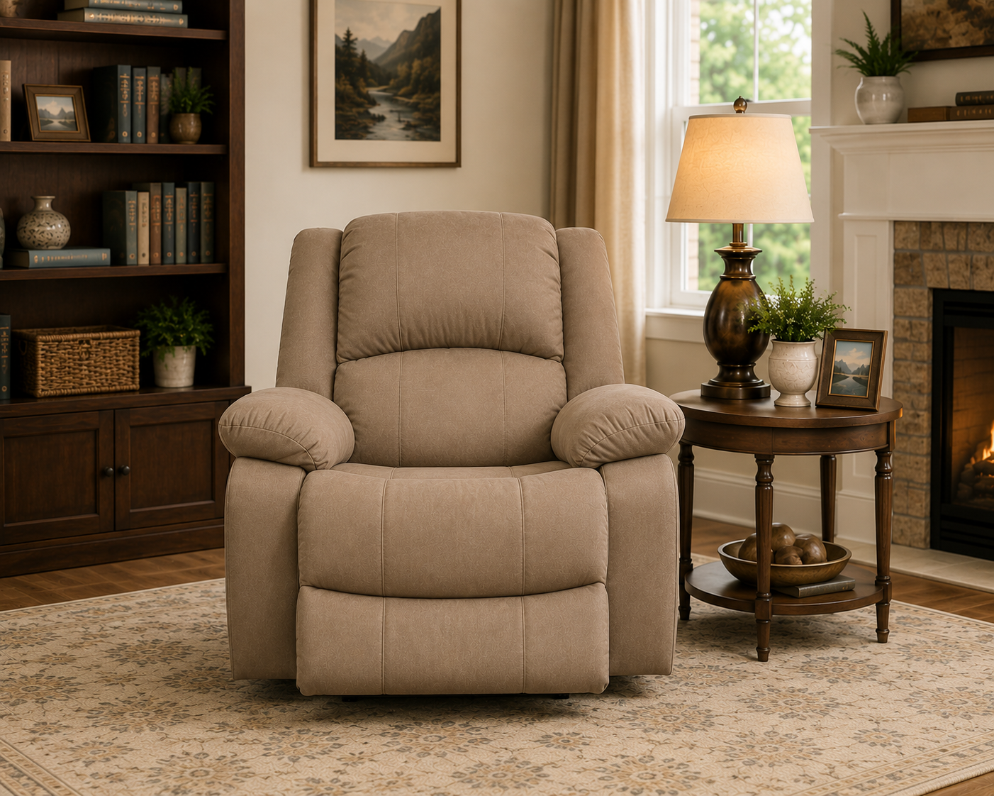 Henry 1 Seater Fabric Manual Recliner | Premium Fabric Recliner Chair for Living Room