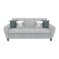 Bali 3 Seater Fabric Sofa with 2 Cushions | Wooden Fabric Sofa