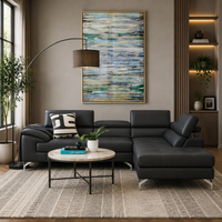 Crasio 5 Seater L Shape Leatherette Sofa for Living Room | Modern Corner Sectional Sofa with Chaise Lounge