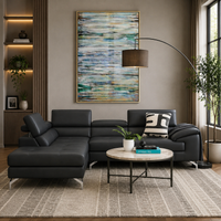 Crasio 5 Seater L Shape Leatherette Sofa for Living Room | Modern Corner Sectional Sofa with Chaise Lounge