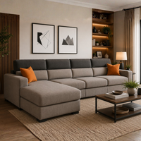 Zavira 5 Seater Modern L-Shaped Sectional Sofa with Chaise Lounge – Contemporary Gray Modular Couch for Living Room