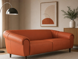 Valencia 3 Seater Leatherette Sofa Set – Modern Luxury Living Room Sofa in Tan Brown