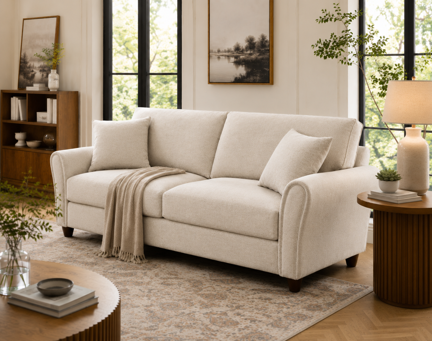 Penny 3 Seater Fabric Sofa – Modern Wooden Frame Living Room Couch