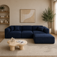 Modura 4 Seater Modern Curved Sectional Sofa with Ottoman  Cream L-Shaped Modular Couch