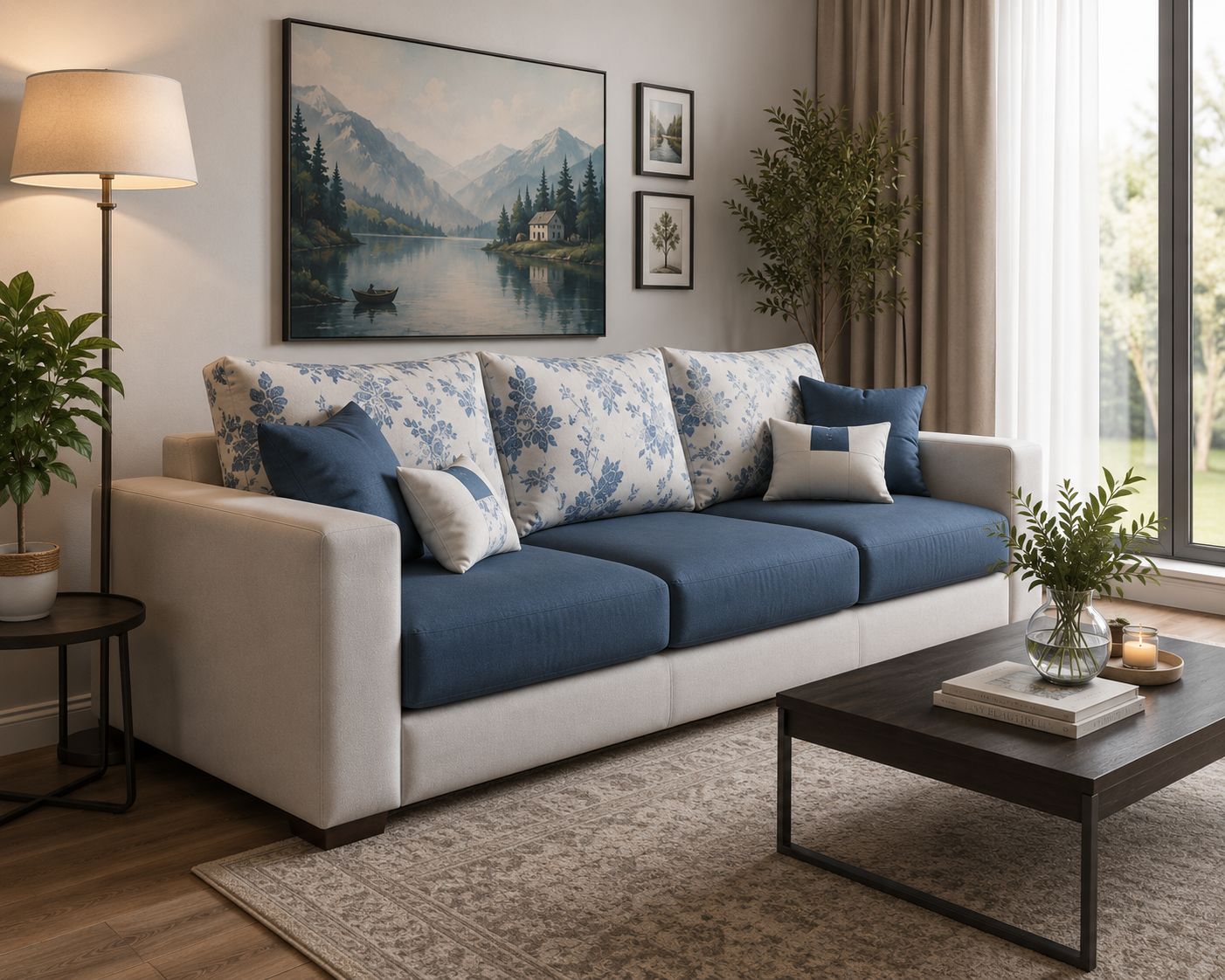 Wayland Modern Living Room Fabric Sofa – Luxury Comfortable Designer Sofa Set