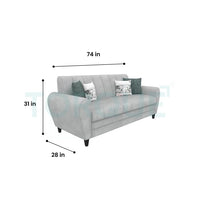 Bali 3 Seater Fabric Sofa with 2 Cushions | Wooden Fabric Sofa