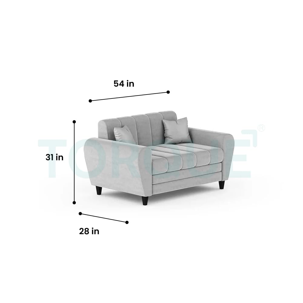 Bali 3 Seater Fabric Sofa with 2 Cushions | Wooden Fabric Sofa