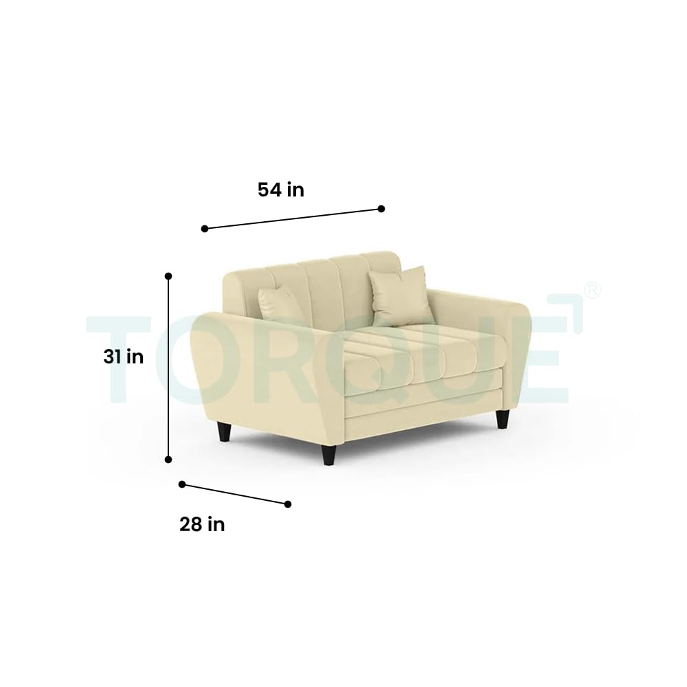 Bali 3 Seater Fabric Sofa with 2 Cushions | Wooden Fabric Sofa