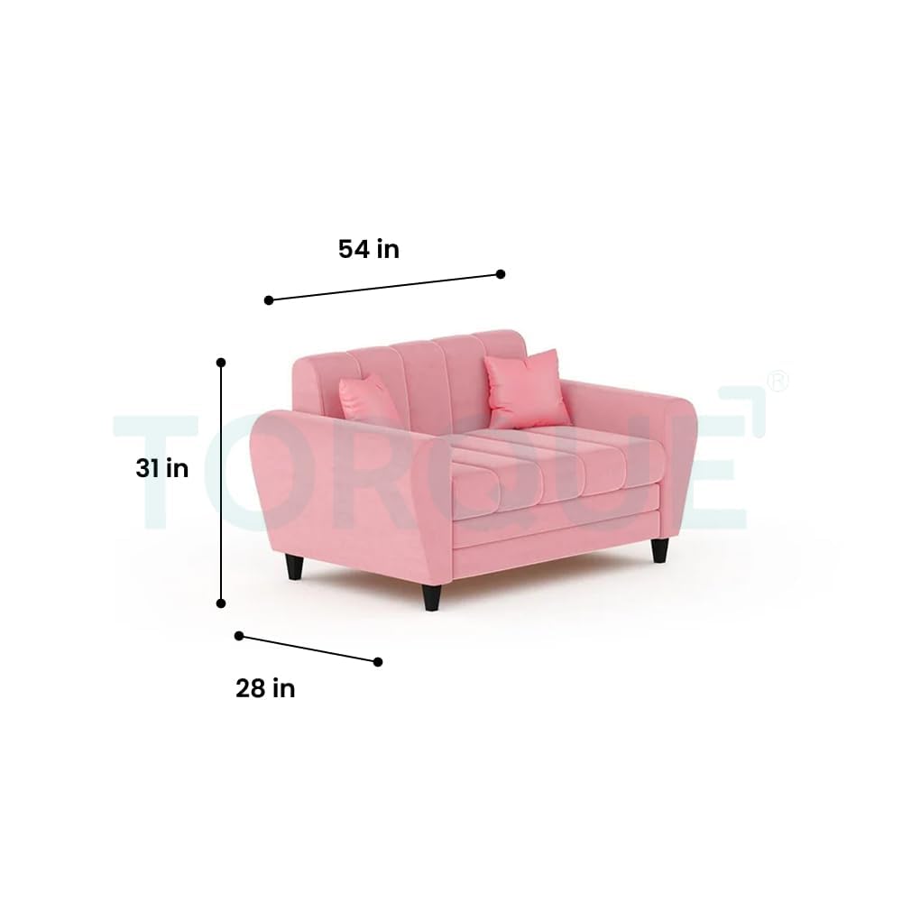 Bali 3 Seater Fabric Sofa with 2 Cushions | Wooden Fabric Sofa