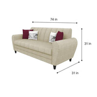 Bali 3 Seater Fabric Sofa with 2 Cushions | Wooden Fabric Sofa