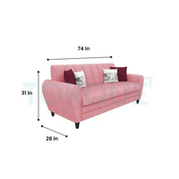 Bali 3 Seater Fabric Sofa with 2 Cushions | Wooden Fabric Sofa