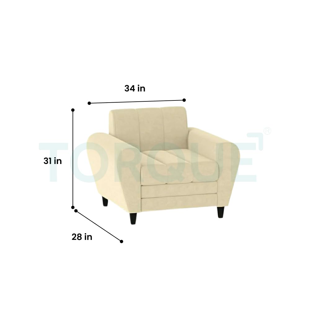 Bali 3 Seater Fabric Sofa with 2 Cushions | Wooden Fabric Sofa