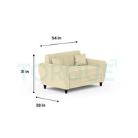 Bali 3 Seater Fabric Sofa with 2 Cushions | Wooden Fabric Sofa