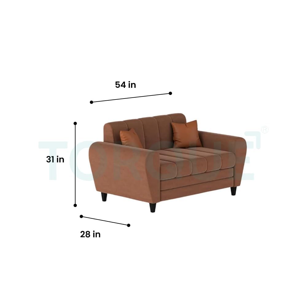 Bali 3 Seater Fabric Sofa with 2 Cushions | Wooden Fabric Sofa