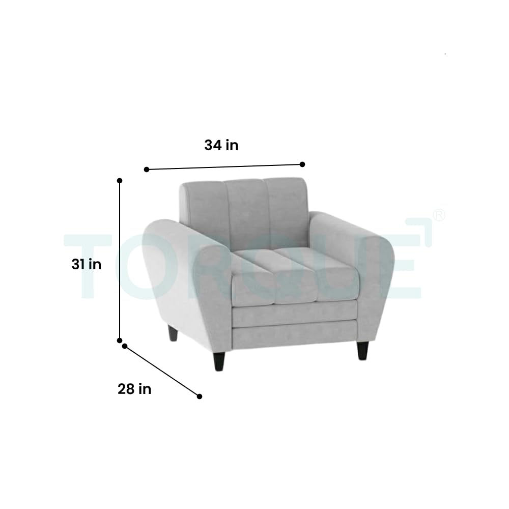 Bali 3 Seater Fabric Sofa with 2 Cushions | Wooden Fabric Sofa