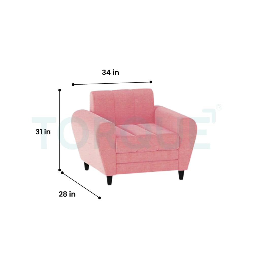 Bali 3 Seater Fabric Sofa with 2 Cushions | Wooden Fabric Sofa