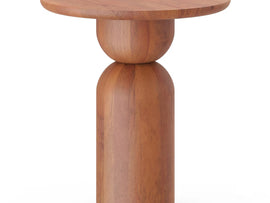 Japanese Modern Solid Wood Side Table | Designer Round End Table for Living Room & Bedroom