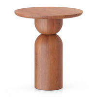 Japanese Modern Solid Wood Side Table | Designer Round End Table for Living Room & Bedroom