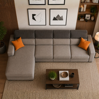 Zavira 5 Seater Modern L-Shaped Sectional Sofa with Chaise Lounge – Contemporary Gray Modular Couch for Living Room