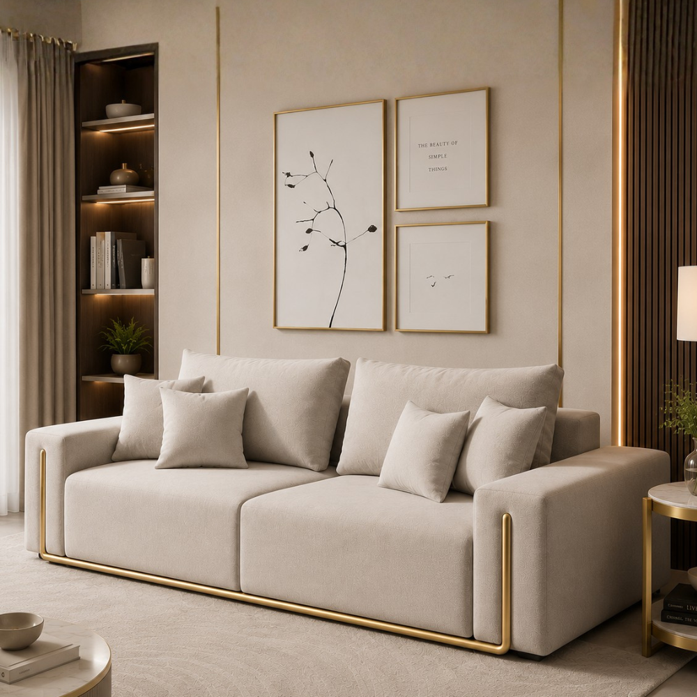 Gloria 2 Seater Premium Fabric Sofa For Living Room | Modern Luxury Designer Sofa