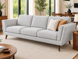 Saffron 3 Seater Premium Fabric Sofa for Living Room | Modern Upholstered Couch with Cushioned Seating