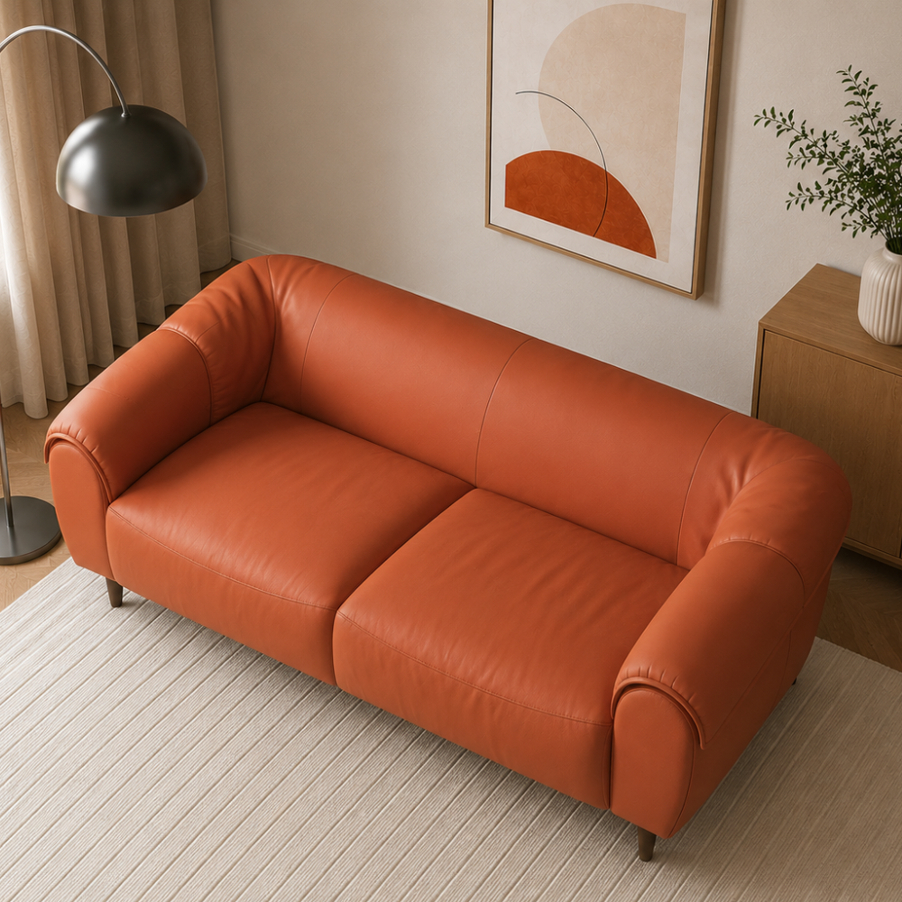 Valencia Leatherette 3 Seater Sofa Set – Modern Luxury Living Room Sofa in Tan Brown