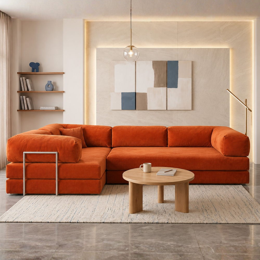 Vegas 5 Seater Sofa Cum Bed – Modern L Shape Convertible Lounge Sofa for Living Room