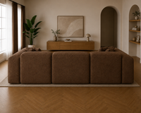 Modura 4 Seater Modern Curved Sectional Sofa with Ottoman  Cream L-Shaped Modular Couch