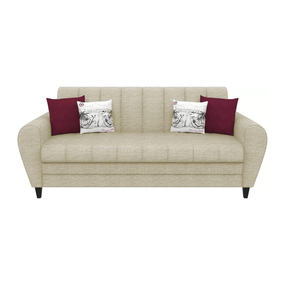 Bali 3 Seater Fabric Sofa with 2 Cushions | Wooden Fabric Sofa