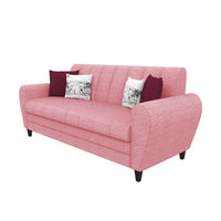 Bali 3 Seater Fabric Sofa with 2 Cushions | Wooden Fabric Sofa