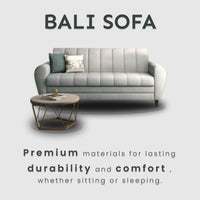 Bali 3 Seater Fabric Sofa with 2 Cushions | Wooden Fabric Sofa