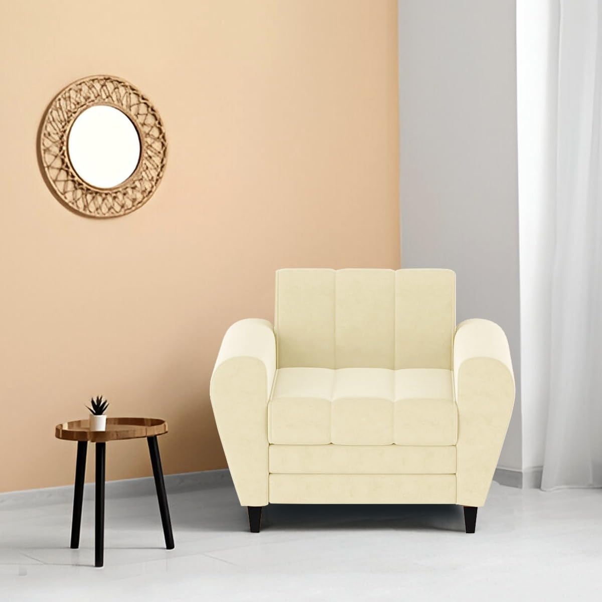 Bali 3 Seater Fabric Sofa with 2 Cushions | Wooden Fabric Sofa