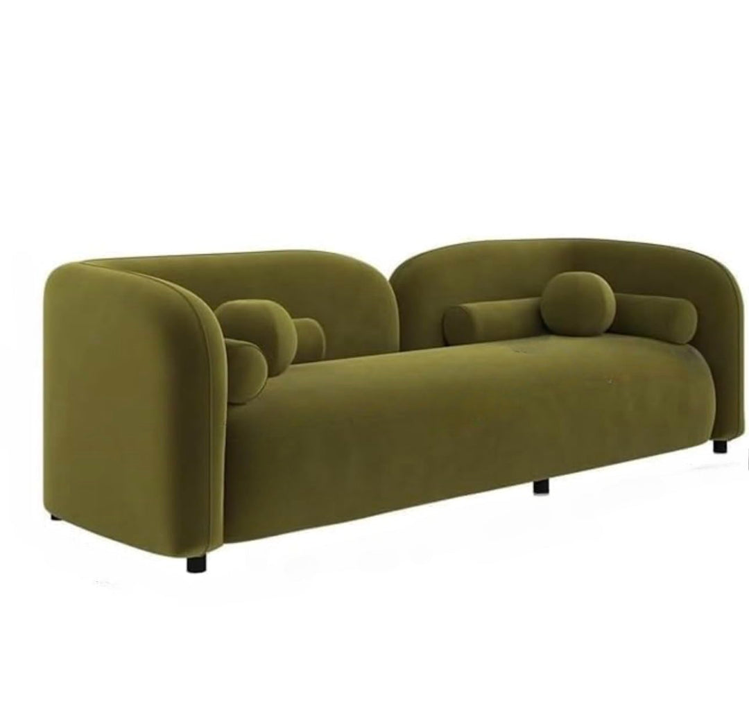 Florence Curved 3 Seater Sofa – Modern Velvet Fabric Designer Couch with Premium Cushions