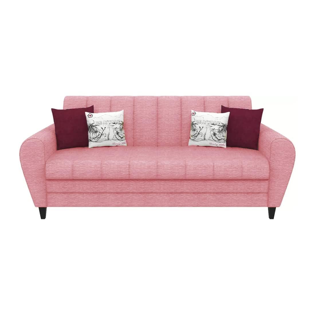 Bali 3 Seater Fabric Sofa with 2 Cushions | Wooden Fabric Sofa