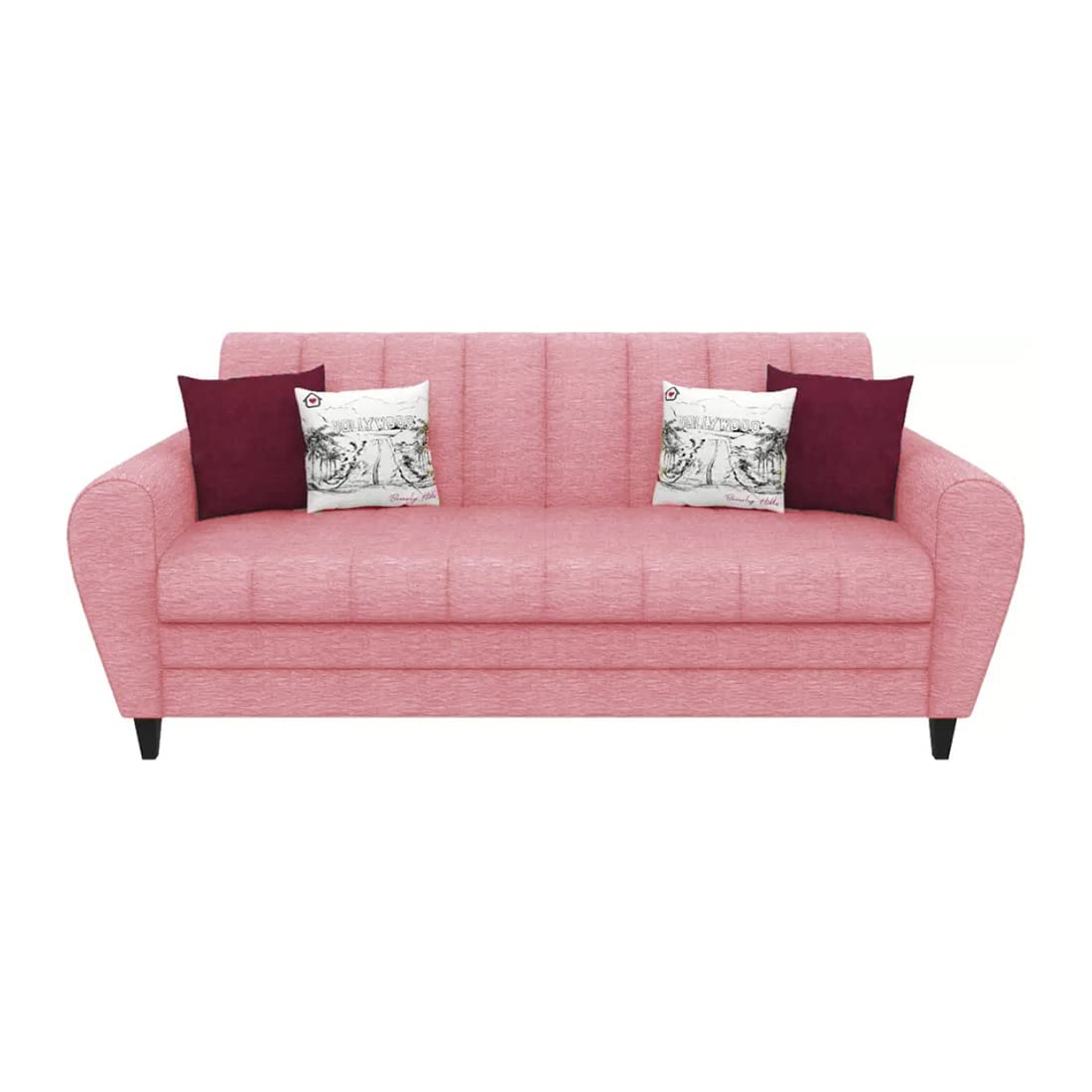 Bali 3 Seater Fabric Sofa with 2 Cushions | Wooden Fabric Sofa