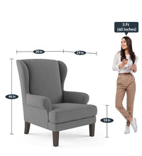 Chicago 1 Seater Upholstered Wing Chair for Living Room|Bedroom|Office - Grey
