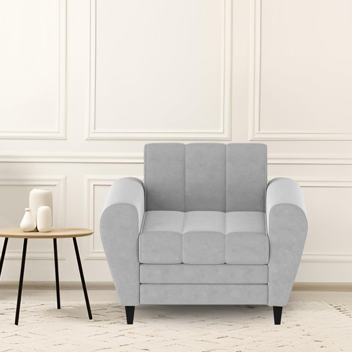 Bali 3 Seater Fabric Sofa with 2 Cushions | Wooden Fabric Sofa