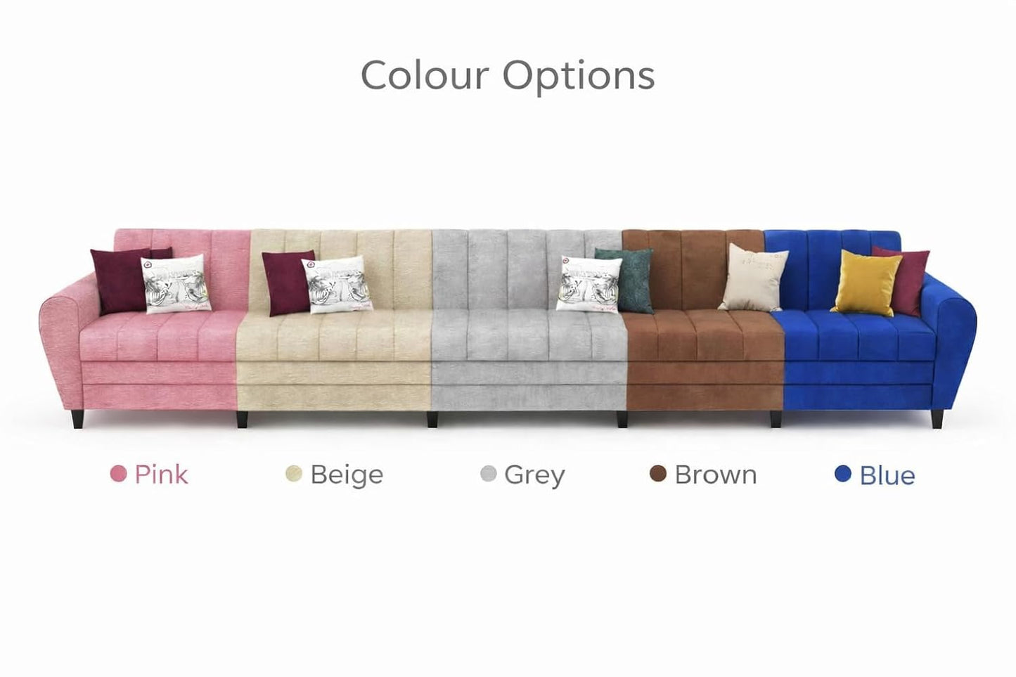 Bali 3 Seater Fabric Sofa with 2 Cushions | Wooden Fabric Sofa
