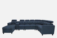 Arnold 8 Seater Sofa with Lounger and Cup Holder Beige | Corner Sofa Couch with Moveable Headrest | U Shape Sectional Sofa Set Living Room Office Home