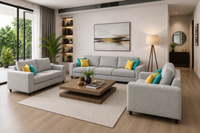 Carelino 3+2+1 Seater Fabric Sofa Set for Living Room | Modern Upholstered Sofa Set