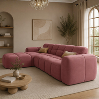 Aura 4 Seater L Shape Sofa for Living Room | Modern Premium Fabric Corner Sofa