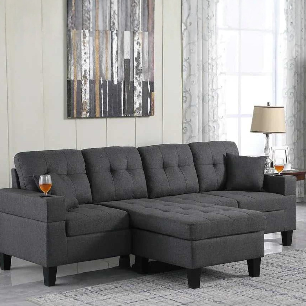 Madelyn 6 Seater Interchangeable L Shape Fabric Sofa For Living Room | Bedroom | Office