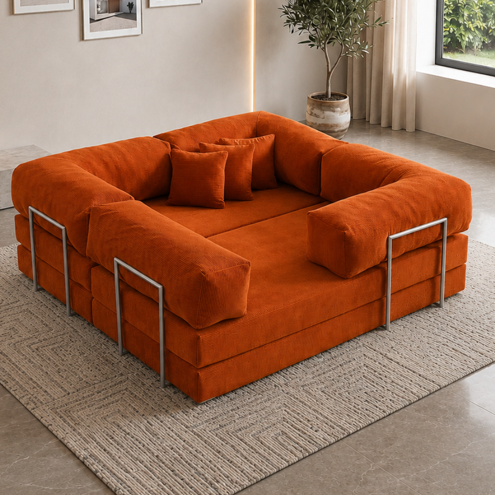 Vegas 5 Seater Sofa Cum Bed – Modern L Shape Convertible Lounge Sofa for Living Room