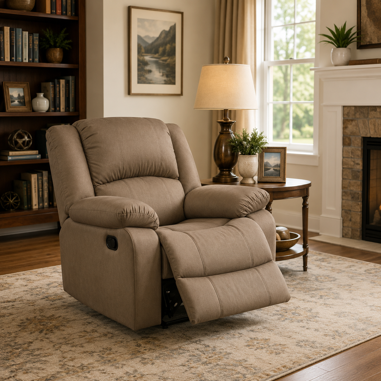 Henry 1 Seater Fabric Manual Recliner | Premium Fabric Recliner Chair for Living Room