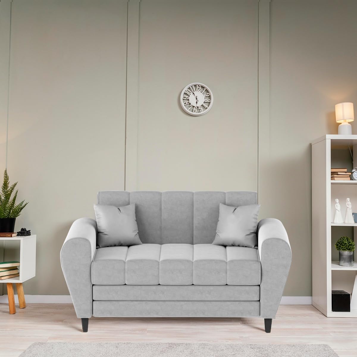 Bali 3 Seater Fabric Sofa with 2 Cushions | Wooden Fabric Sofa