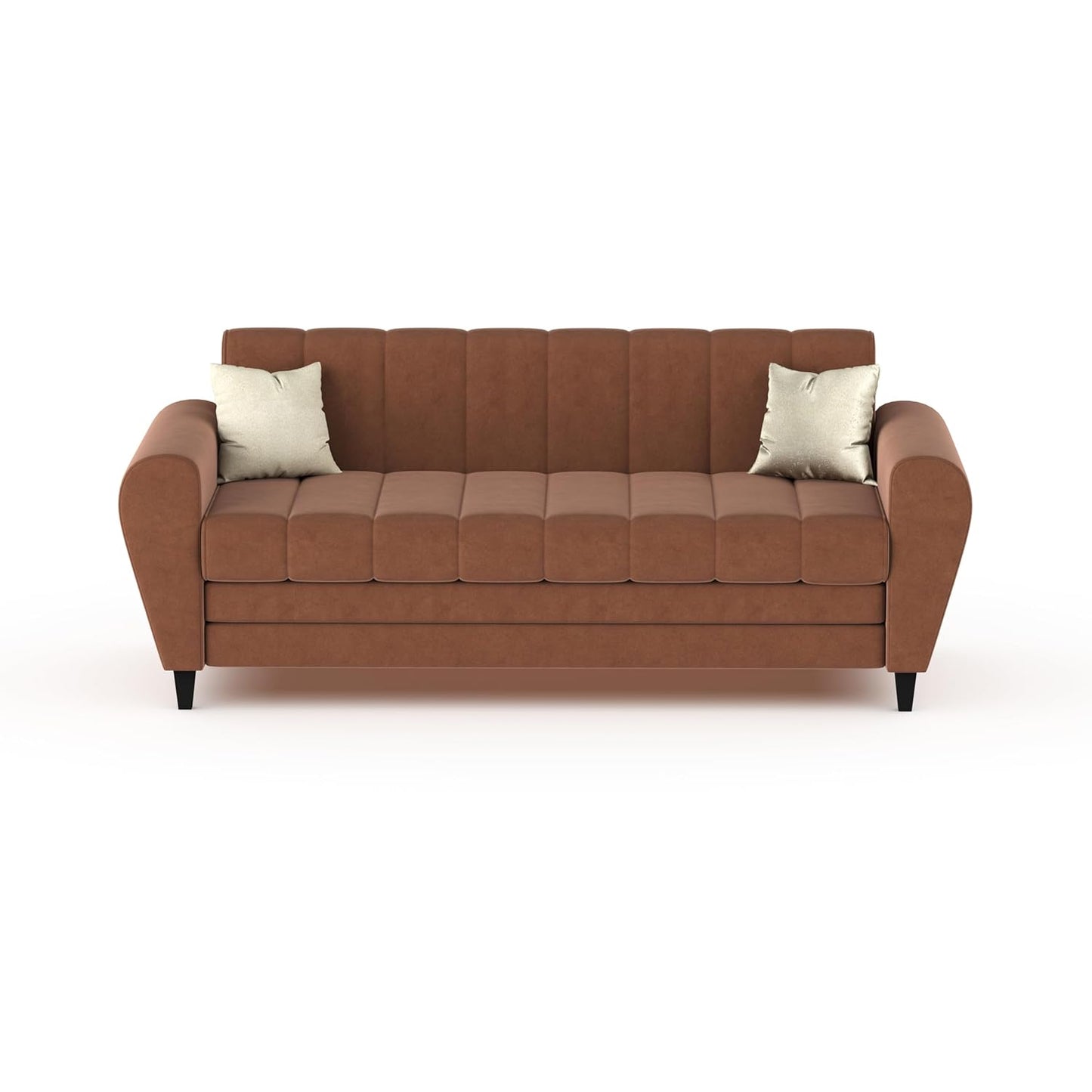 Bali 3 Seater Fabric Sofa with 2 Cushions | Wooden Fabric Sofa